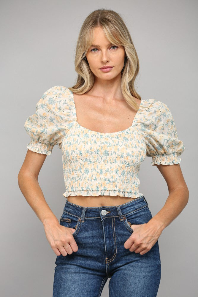 Tertiary Smocked Crop Top