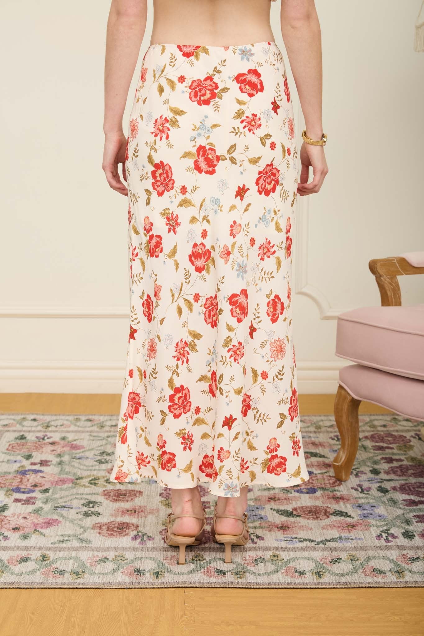 Poppy Floral Midi Skirt