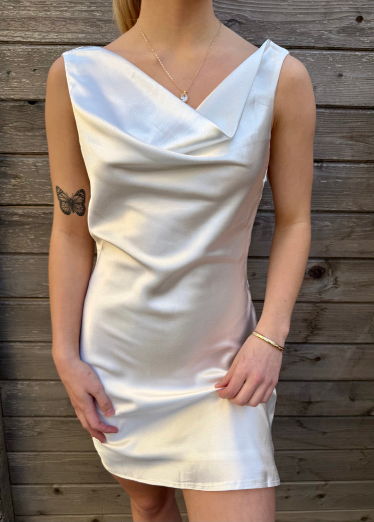 Nadine Cowl Dress - White / SMALL Nadine Cowl Dress - White / SMALL