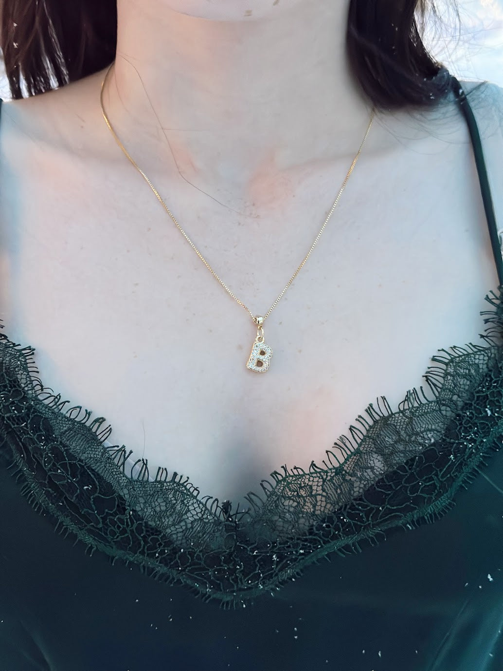 Lux Bubble Letter Charm Necklace