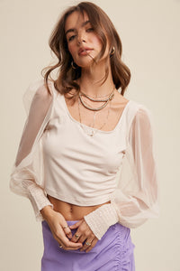 Parla Mesh Sleeve Top