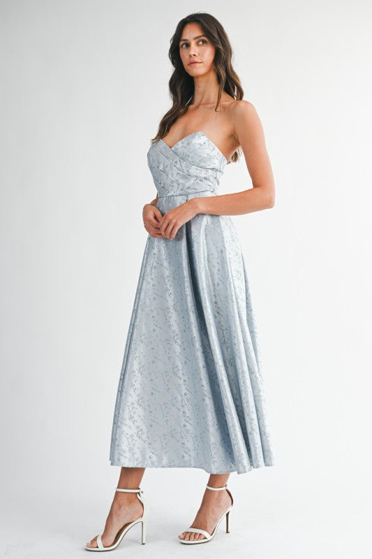 Showers Strapless Midi Dress