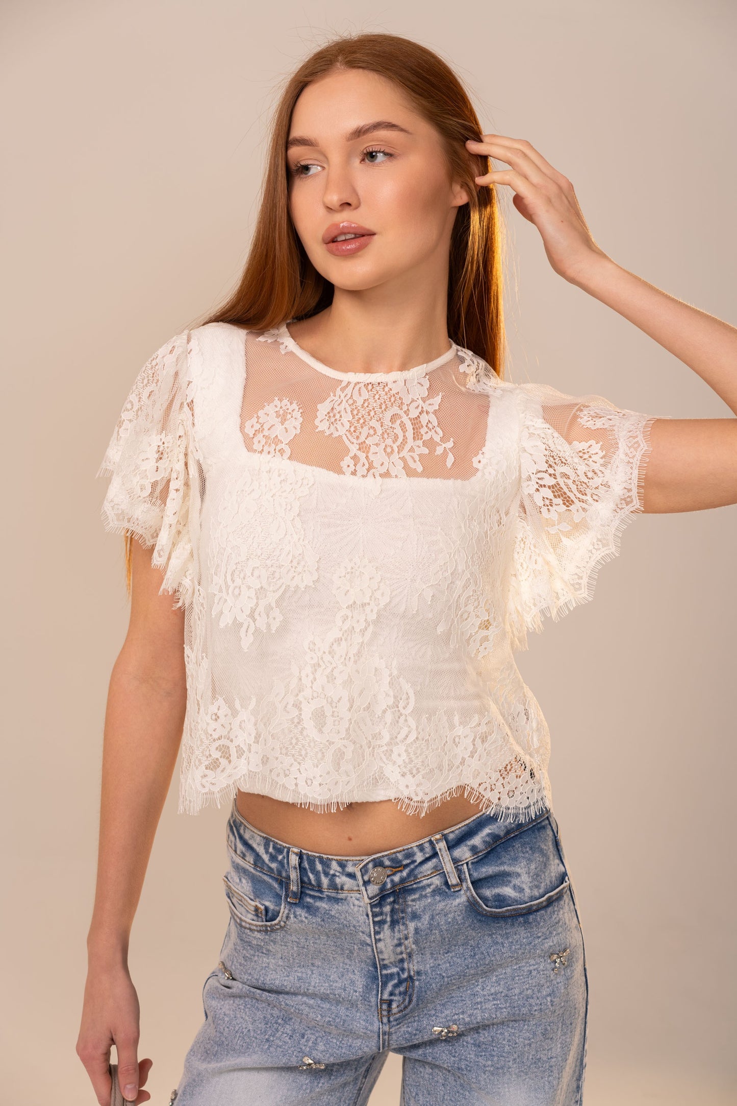 Fran Flutter Lace Top