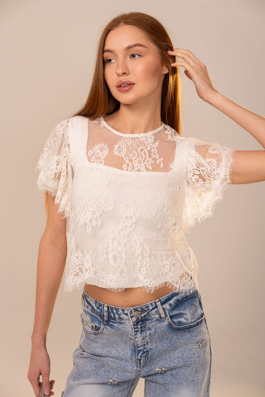 Fran Flutter Lace Top