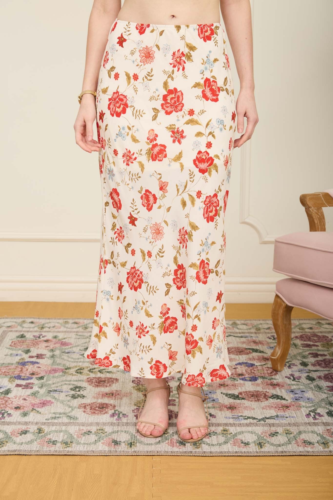 Poppy Floral Midi Skirt