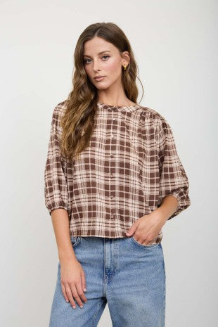 Francessca Plaid Top