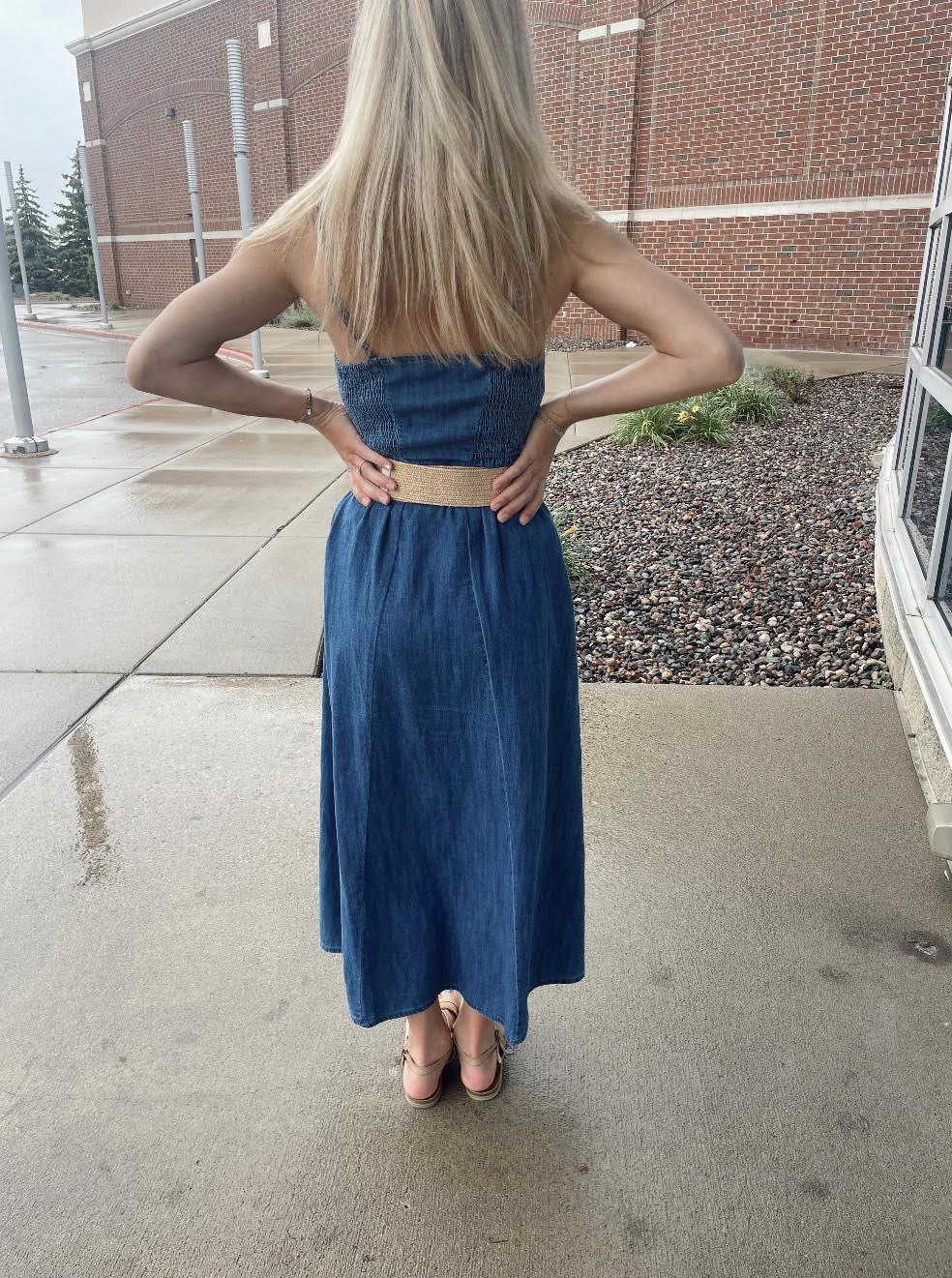 angel eyes denim midi dress Z Supply Angel Eyes Denim Midi Dress Medium Indigo