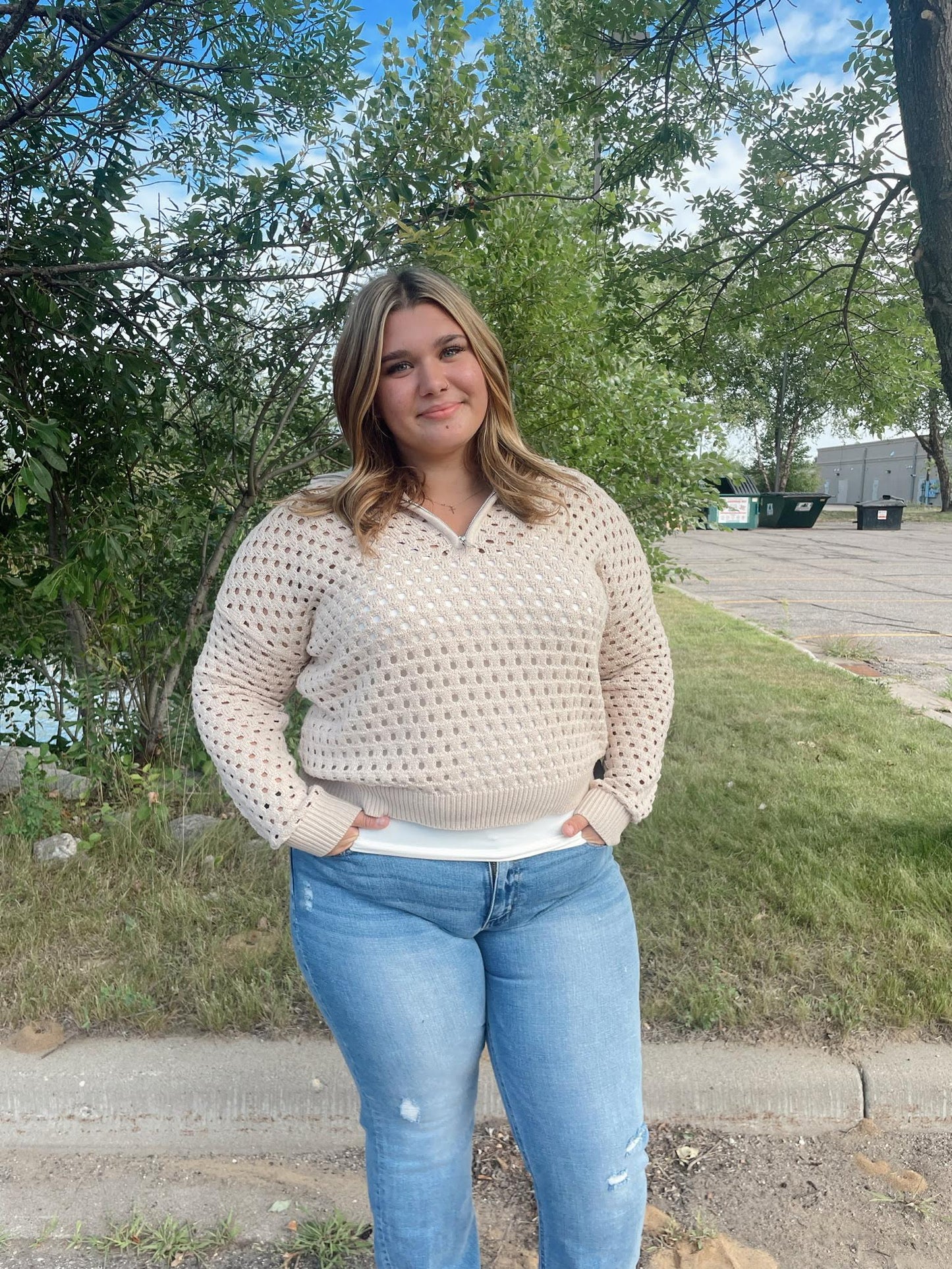 Teed Open Knit Sweater