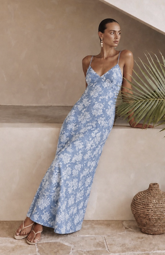 Santorini Floral Dress
