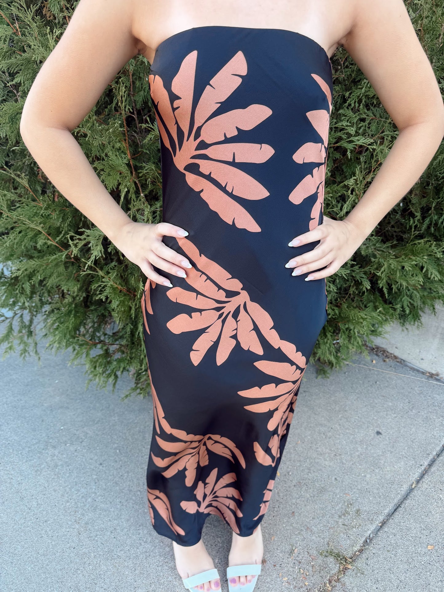 Ditsy Strapless Maxi Dress