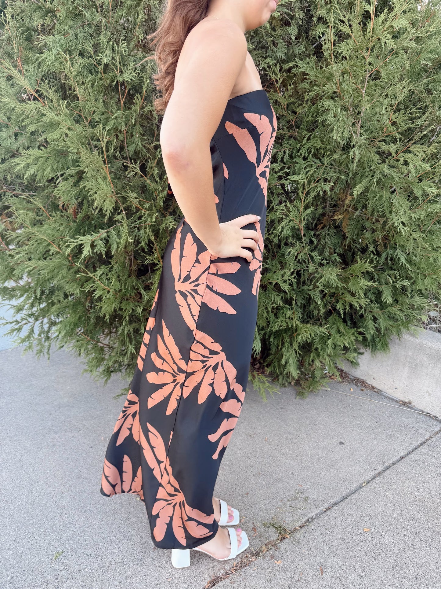 Ditsy Strapless Maxi Dress