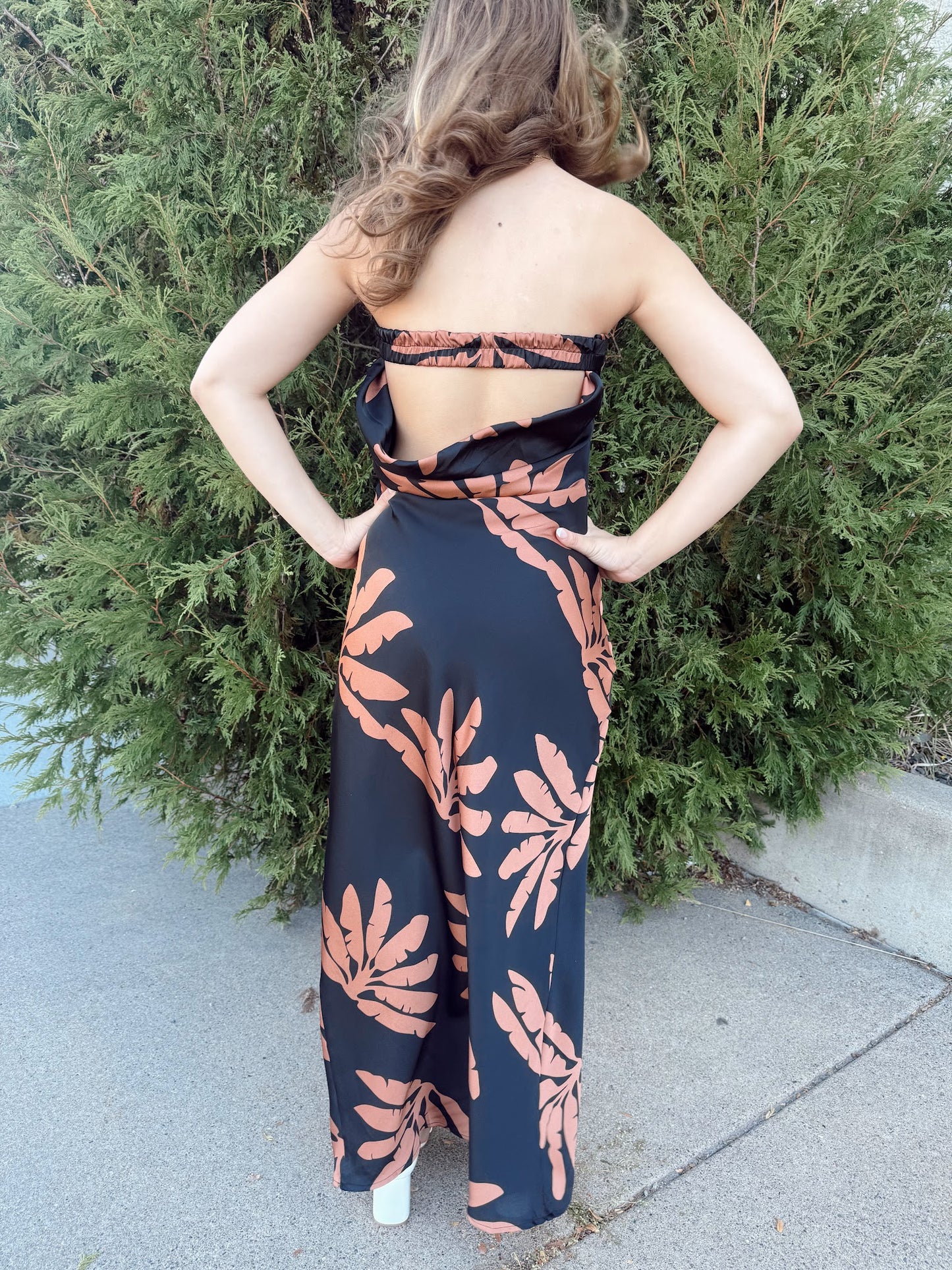 Ditsy Strapless Maxi Dress