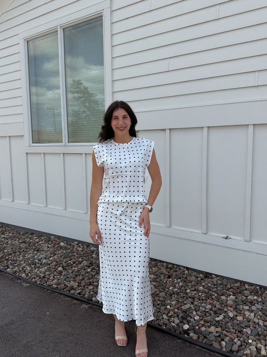 Jade Polka Dot Midi Skirt