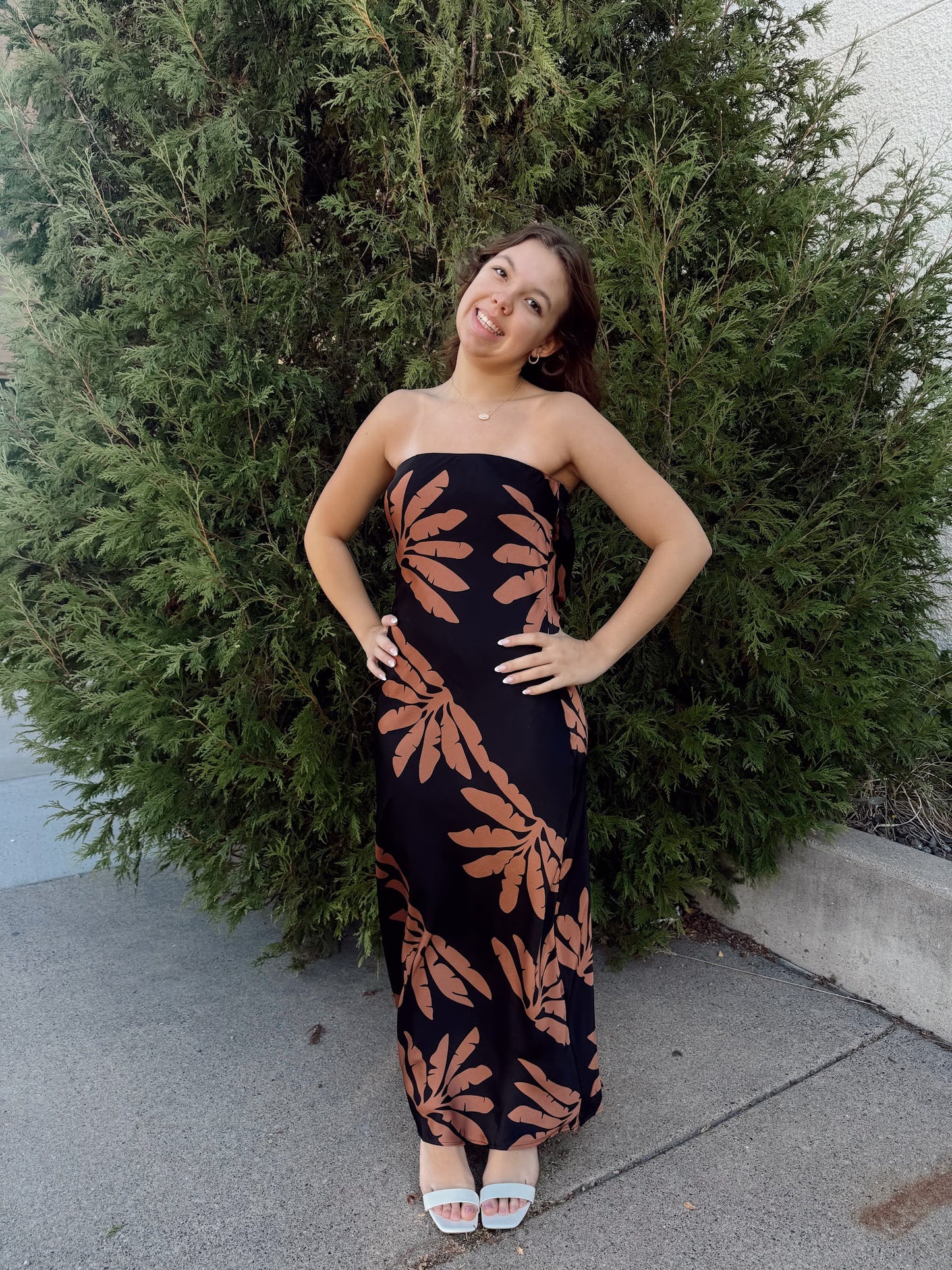 Ditsy Strapless Maxi Dress