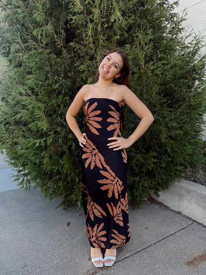 Ditsy Strapless Maxi Dress