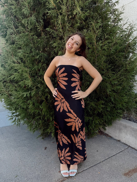 Ditsy Strapless Maxi Dress