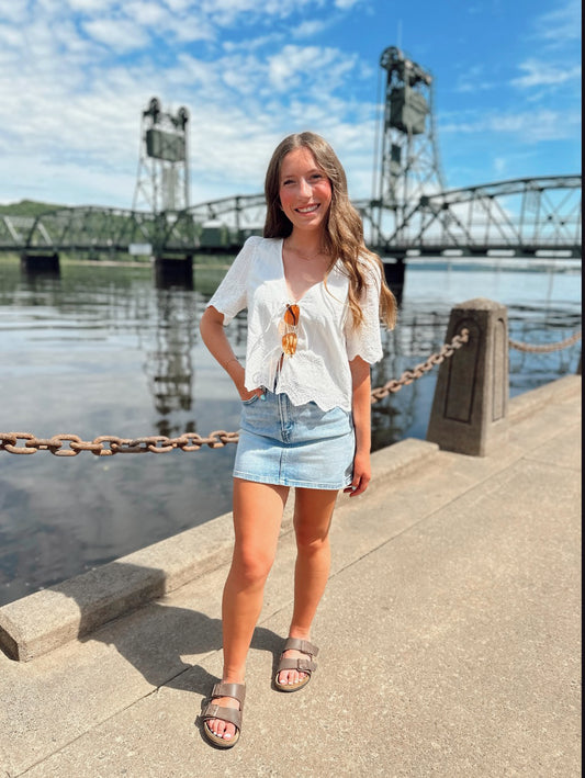 Oceanside Embroidered Top