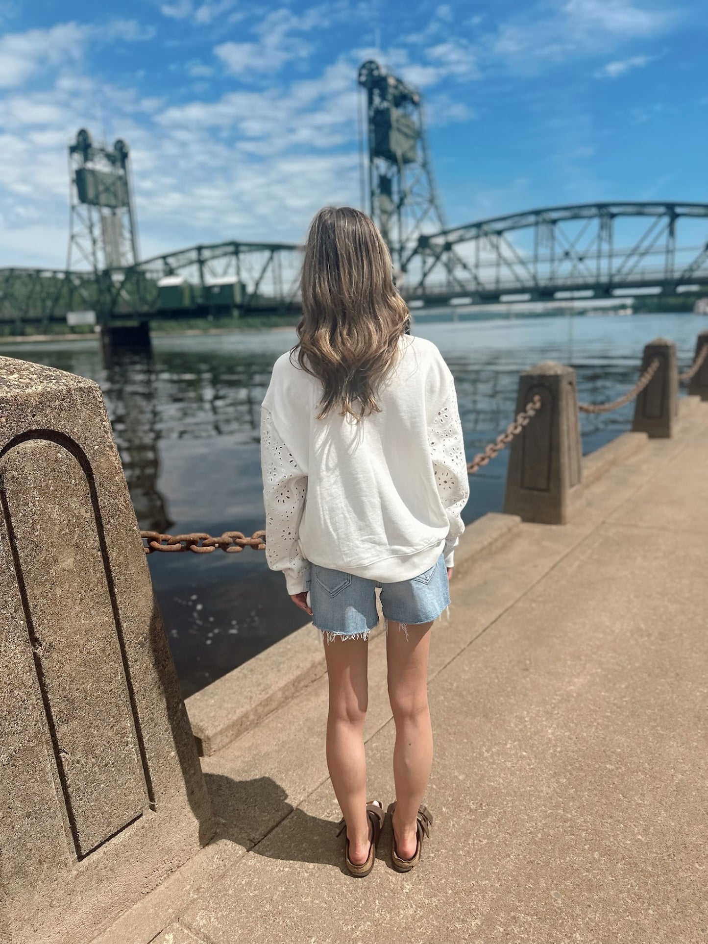 Mosaic Knit Eyelet Sweatshirt