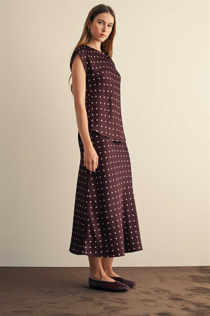 Jade Polka Dot Midi Skirt