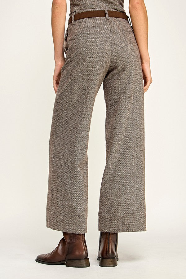 Herringbone Belted Pants