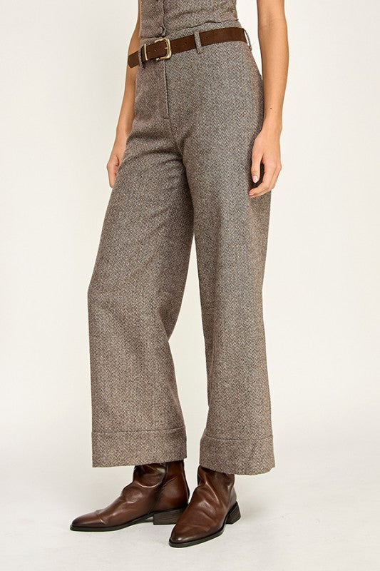 Herringbone Belted Pants