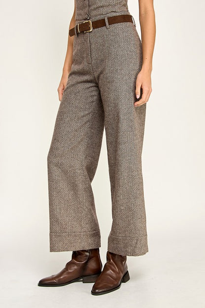 Herringbone Belted Pants