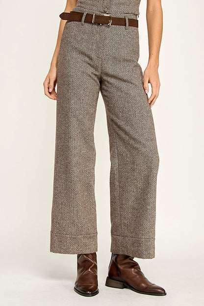 Herringbone Belted Pants