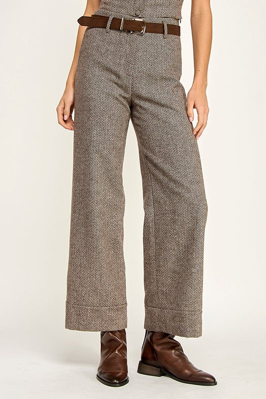 Herringbone Belted Pants