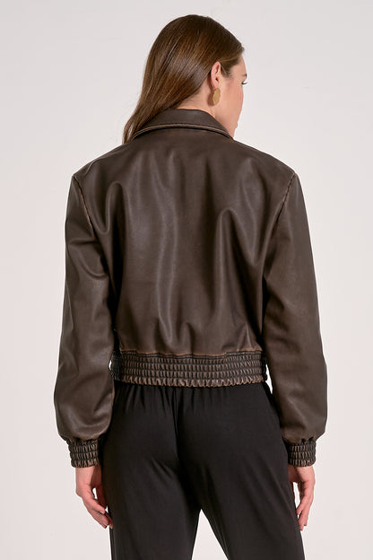 Kyle Faux Leather Bomber