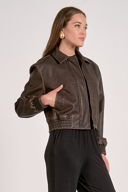 Kyle Faux Leather Bomber