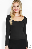 Long Sleeves Ribbed Scoop Neck Top