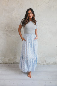 Blue Poppy Maxi Skirt